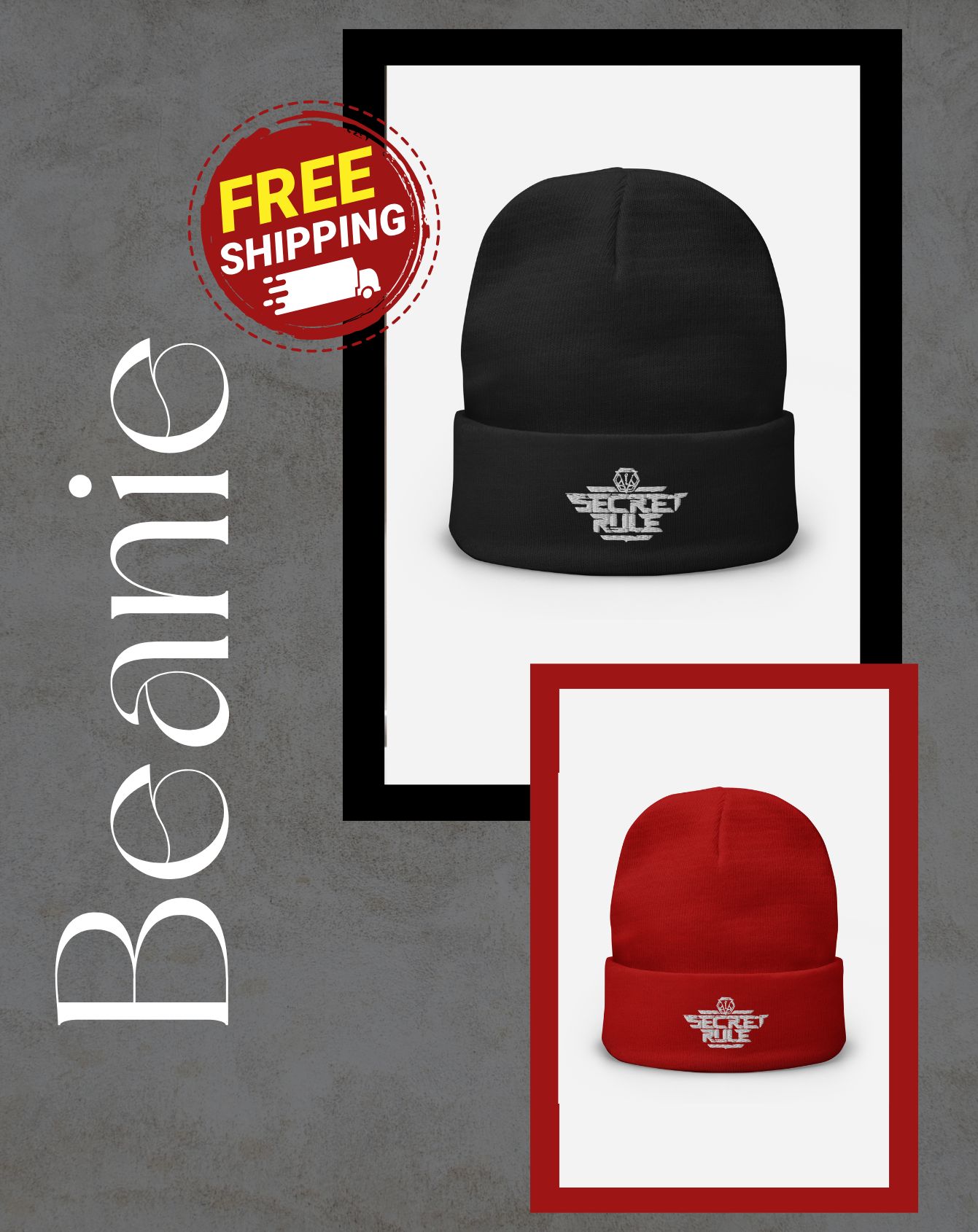 Secret Rule Beanie – Black & Red Variants | Official Band Merch