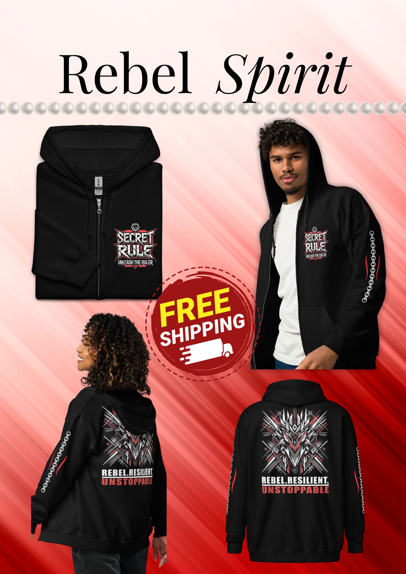 Secret Rule Unisex Heavy Blend Zip Hoodie – Rebel, Resilient, Unstoppable